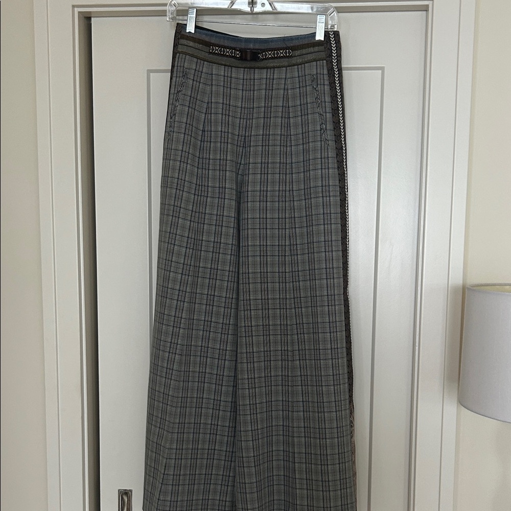 Byron Lars Black Plaid Wide-Leg Pants